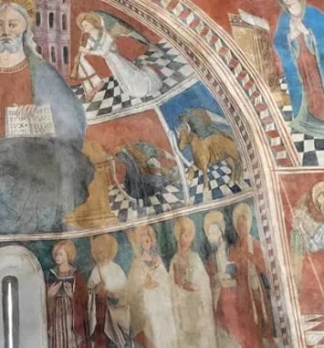 Chapelle romane St Thomas de Pastureccia, fresques remarquables, scène unique de l'enfer de Dante.
