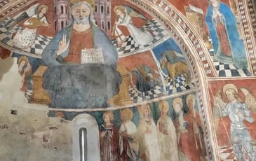 Chapelle romane St Thomas de Pastureccia, fresques remarquables, scène unique de l'enfer de Dante.